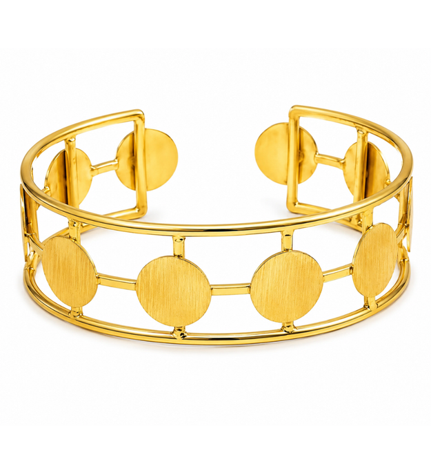 LocalLane Gold-Plated Adjustable Brass Paillettes Cuff Bracelet