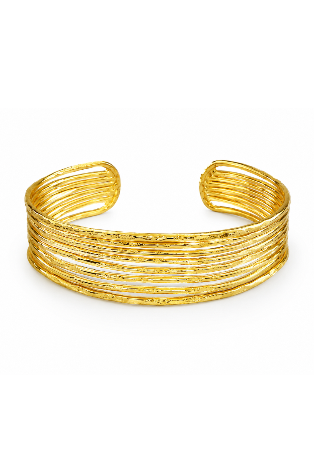 LocalLane Gold-Plated Adjustable Brass Stacked Cuff Bracelet