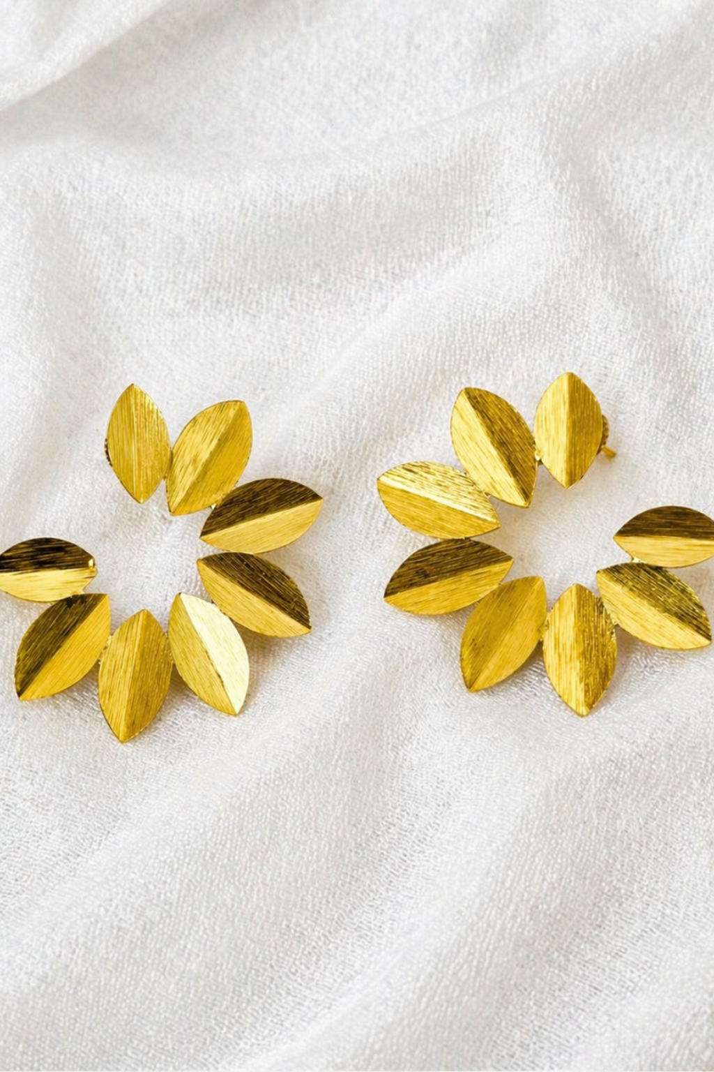 LocalLane Tropical Leaf Gold Plated Hoop Earrings for Women