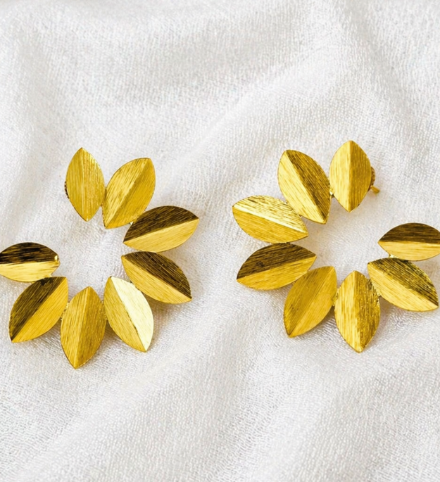 LocalLane Tropical Leaf Gold Plated Hoop Earrings for Women