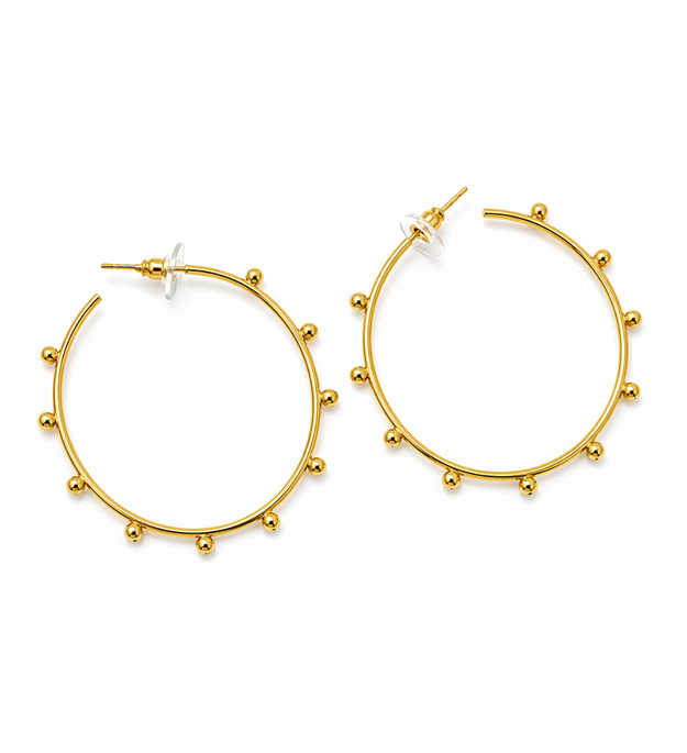 LocalLane Beaded Minimalist Gold Plated Hoop Earrings Women